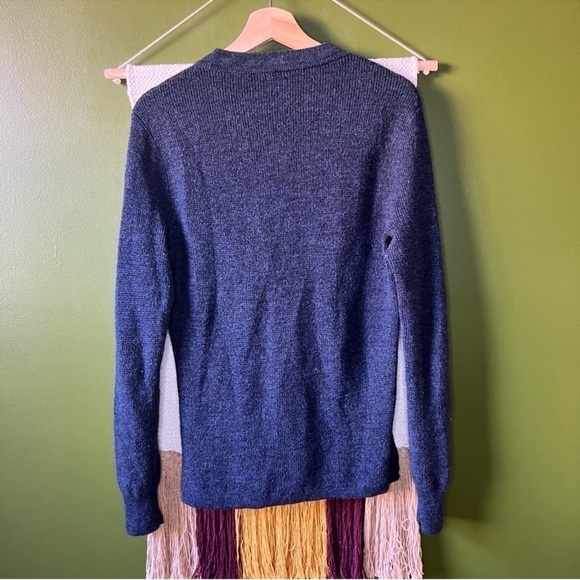 J. Crew Navy Merino Wool Crewneck Pullover Sweatshirt Medium - Picture 4 of 4